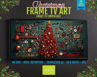 Samsung Frame TV Christmas Tree Art, Winter Wonderland HD Digital Download, 16x9 USB Compatible Holiday Screen Decor