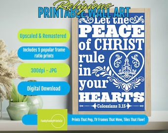 Peace of Christ Printable Wall Art – Colossians 3:15 Bible Verse, Christian Faith Quote Poster, Inspirational Religious Home Decor Download