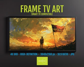 American Flag TV Art 4K HD Patriotic Frame TV Decor, Vintage Independence Heritage, 4th July Digital Download, Summer & All Seasons, 09