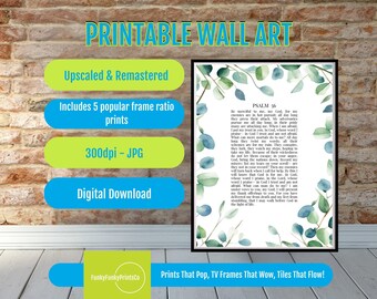 Psalm 56 Bible Verse Print – Green Floral Scripture Art Digital Download, Religious Faith Decor, Inspirational Christian Wall Art