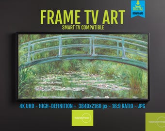 Japanese Footbridge FRAME TV Art, 4K Digital Landscape Print, Serene Nature Wall Decor for Home Theater, Modern Living Room Art, 8404