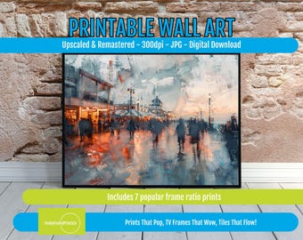 Abstract Cityscape Wall Art – Modern Urban Architecture Print, Minimal Skyline Poster, Industrial Loft Digital Download Decor