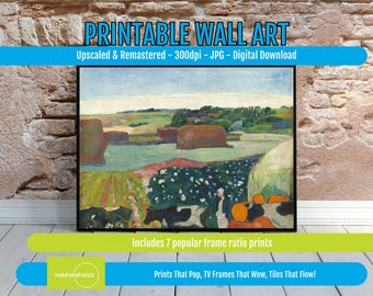 Gauguin Print The Haystacks Art, Vibrant Countryside Wall Decor, Rural Landscape Printable, Post Impressionist Digital Download