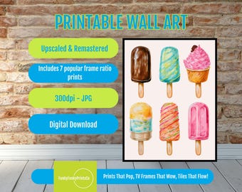 Ice Cream Wall Art PRINTABLE, Colorful Digital Download for Kids Room or Kitchen, Fun Dessert Decor for Ice Cream Party, Playful Summer Home