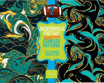 Jacksonville Football Seamless Pattern: Black & Green Digital Paper (JPG)