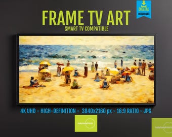 Monet Beach Scene FRAME TV Art: Vintage Coastal Painting (Digital Download)