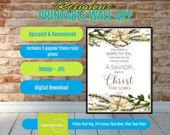 Bible Verse Print Luke 2:11 Christian Christmas Wall Art, Holiday Scripture, PRINTABLE Religious Decor, Inspirational Digital Download