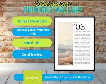 Bible Verse Print Psalm 108 Mountain Minimalist Christian Wall Art, Scripture Decor, Faith PRINTABLE, Inspirational Gift