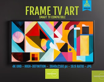 Abstract Geometric TV Art, Colorful Modern Design (Digital Download)