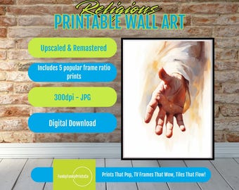 Jesus Hand Wall Art PRINTABLE, Christian Decor Digital Download, Inspirational Faith-Based Religious Art, Spiritual Home Print