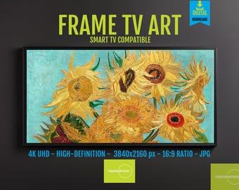Van Gogh Sunflowers Digital Download Art for Samsung FRAME TV, 4K Wall Art Masterpiece, Modern Floral Design, Home Decor, 8485
