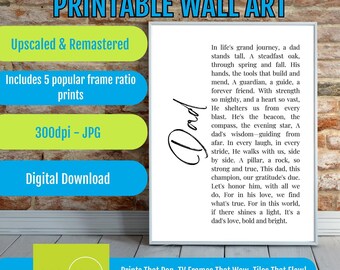 Heartfelt Dad Poem Printable Wall Art Decor – Sentimental Father’s Day Gift, Emotional Dad Love Poem Digital Download Gift