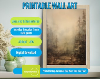 Misty Forest Wall Art Digital Download Nature Wall Decor Office Art Print Forest Landscape Home Decor PRINTABLE Canvas Meditation Room Gift
