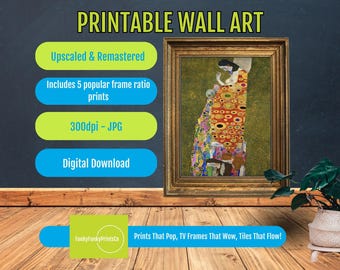 Gustav Klimt Hope II Vintage Art Print, Gold Symbolist Wall Decor, Vienna Secession Poster, Classic Museum Style Digital Download