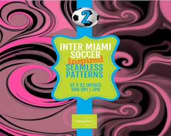 Inter Miami Soccer Ball Seamless Pattern: Pink Black Sports Art (12x12" JPG Digital Download)