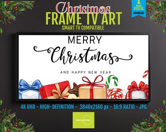 Merry Christmas Samsung FRAME Tv Art Christmas Tv Screensaver | Holiday Frame Art File | Digital Download | 4K HD 16x9