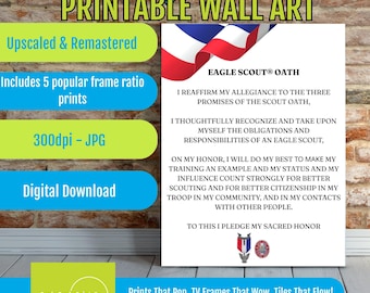 Eagle Scout Oath Art Print: Patriotic Wall Decor (Instant Download