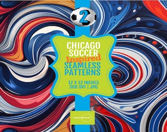 Chicago Soccer Digital Paper: Vibrant Seamless Patterns (12x12, 300 DPI) (Digital Download