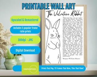 Velveteen Rabbit Poem Wall Art - Whimsical Nursery Decor - PRINTABLE Children's Room Art, Storybook Print, Digital Download for Kids' Spaces