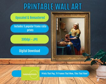 Dutch Baroque Print Vermeer Milkmaid, Classic Art Kitchen Wall Decor, Timeless Historical Home Decor, Digital Download