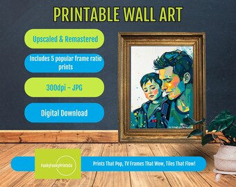 Abstract Father and Son Wall Art, Bold Colors (Printable Digital Download)