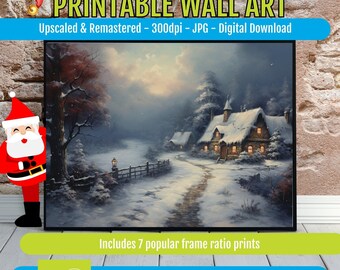 Winter Wonderland Wall Art: Snowy Forest, Rustic Cottage Decor