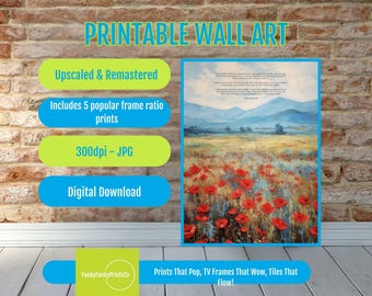 In Flanders Fields Poem Print: Poppy Field Landscape (Digital Download)