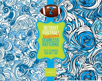 12x12 Seamless Tiles Detroit Football Colors Digital Papers - PRINTABLE Patterns - 300 DPI JPG Files, Instant Download Set