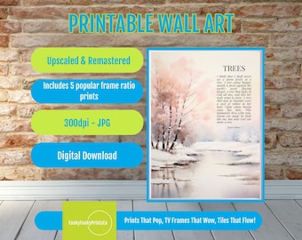 Trees Poem Print: Joyce Kilmer Watercolor Art (Digital Download)
