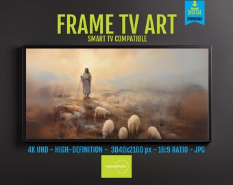 The Lord Is My Shepherd Frame TV Art, Christian 4K Digital Download, Faith Inspired Landscape for Samsung Frame Display