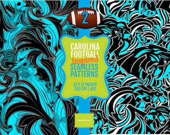 Seamless Pattern Digital Papers 12x12 Carolina Football Colors | PRINTABLE 300 dpi JPG Tiles | Football Inspired Patterns Set of 2