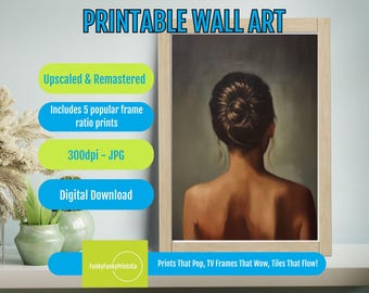 Vintage Woman Painting Printable - Moody Victorian Lady Portrait Art, Antique Digital Oil Print, Vintage Wall Decor Download