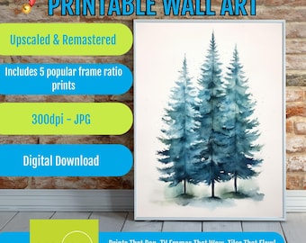 Vintage Christmas Tree Print Retro Evergreen Wall Art, Cozy Winter Cottage Poster, Nostalgic Holiday Mantel Decor, Instant Digital Download