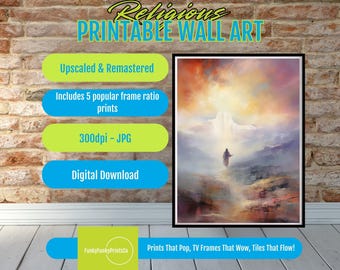 Jesus Walking in Light Wall Art Printable, Christian Faith Decor, Abstract Religious Artwork, Inspirational Digital Download Poster