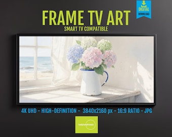 Coastal Hydrangea Digital Print, Watercolor Bouquet (Instant Download)