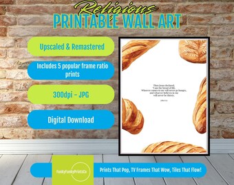 Bread of Life Scripture Printable – Christian Wall Art, Inspirational Bible Verse Poster, Communion Theme Religious Decor, Digital Download