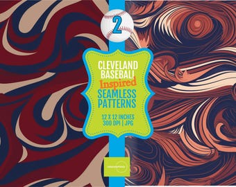 PRINTABLE Tiles 12x12 Digital Cleveland Baseball Seamless Pattern, PRINTABLE Paper, Sports Inspired Tile Art, 300dpi JPG Set