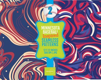 Baseball Patterns 12x12 Seamless Tiles in Minnesota Colors, PRINTABLE Digital Papers, 300 DPI JPG, Perfect for Scrapbooking & Crafts