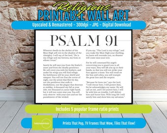 Psalm 91 Printable Wall Art – Christian Bible Verse Poster “Refuge & Fortress” | Inspirational Scripture Home Decor | Digital Download