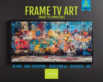 Digital Art Urban Graffiti 4K UHD Abstract Print for Samsung Frame TV, Modern Street Art Decor, Instant Download, Colorful Canvas