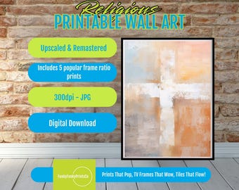 Watercolor Cross Art Print, Christian Wall Decor, Modern Abstract Spiritual PRINTABLE Gift, Faith-Based Home Church Decor