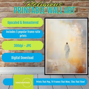 Abstract Jesus Art Print – PRINTABLE Christian Wall Decor, Inspirational Faith Art, Minimalist Spiritual Home Digital Download