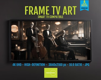 Jazz Band Skeletons Art: Humorous Lounge Scene, Samsung Frame TV (4K UHD Digital Download)