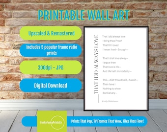 Emily Dickinson Love Poem Print – Romantic Poetry Wall Art, Minimalist Literary Quote, Digital Download Gift, Home Library or Bedroom Decor