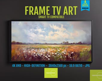Wildflower Meadow Frame TV Art, Vintage Countryside Landscape Digital Download for Samsung Frame & 4K HD TVs