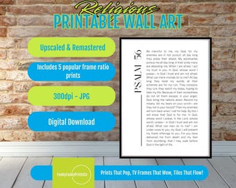 Psalm 56 Scripture Print – “Trust in God” Christian Bible Verse Wall Art, Inspirational Faith Quote, Religious Digital Download Decor