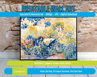 Impressionist Floral Landscape Art Print: Botanical Garden Poster (Digital Download)