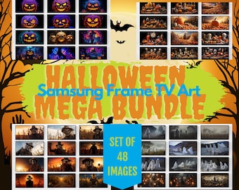 Mega Bundle Halloween Art for Samsung Frame TV | 48 Digital Downloads | Smart TV Screensaver & Modern Fall Decor