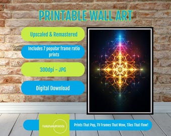Sacred Geometry PRINTABLE Wall Decor: Metatron’s Cube - Flower of Life - Sri Yantra - Spiritual Yoga Art & Meditation Poster for Home