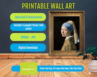 Vermeer Masterpiece Girl with a Pearl Earring, Classic Dutch Golden Age Tronie Decor, Printable Art Download, Museum Quality, Home or Gift